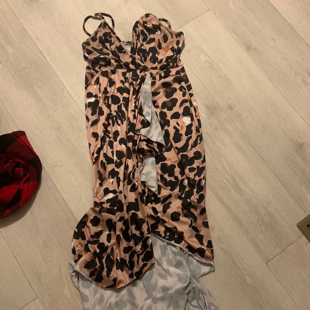 High low slit dress. Low v neck